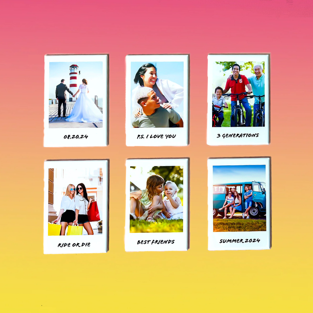 Set of 6 Polaroid-Inspired Photo Magnets